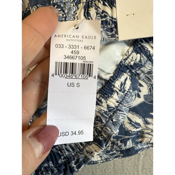 American Eagle Womens Shorts Blue Floral Pull-On Drawstring Hi Rise Size S - Picture 8 of 11
